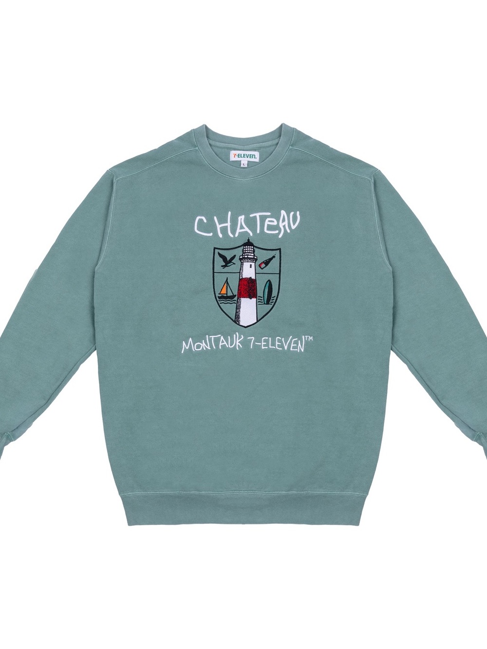 Chateau Montauk 7-Eleven Crewneck Sweatshirt - Seafoam Green Large